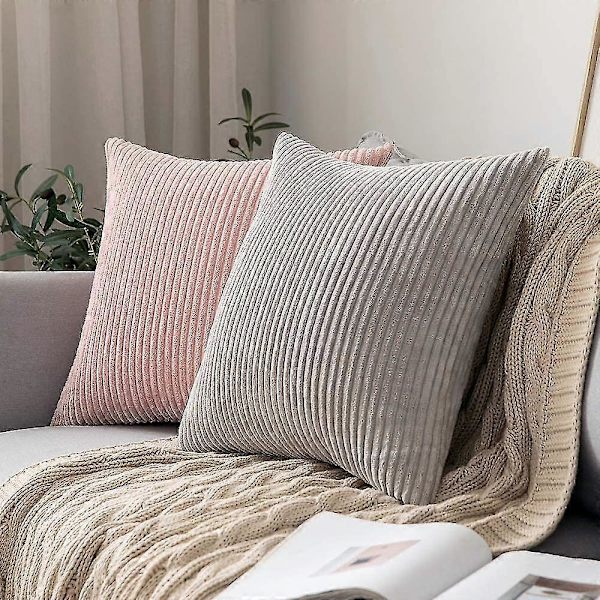 Sæt med 2 Dekorative Corduroy Pudebetræk Sofa Blød Pudebetræk Til Hjemmet Stue Soveværelse Seng Clic Clac 40x40cm Pink