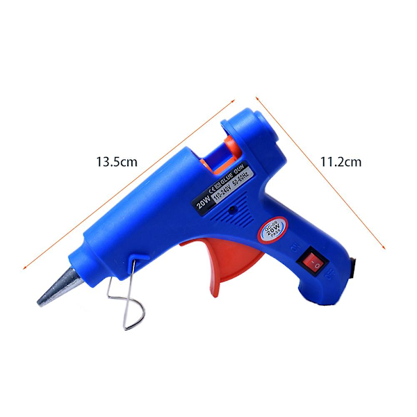 Varmsmeltende limpistol med 30 stk limpinner - Multifunksjonelt limverktøy for DIY-håndverk blue eu plug