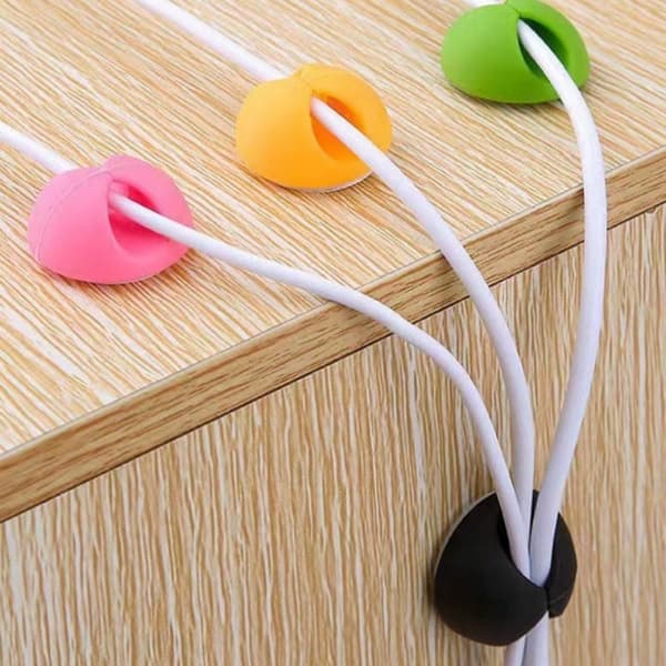 3-pak Rund Data Kabel Organizer i Tilfældige Farver, Data Kabel Holder