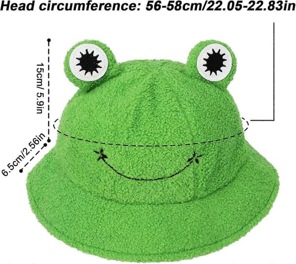 Plush Frog Hat - Søt Pakkbar Bucket Hat
