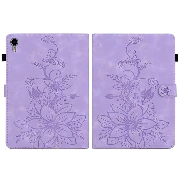 Präglad Läderfodral för iPad mini 6 purple