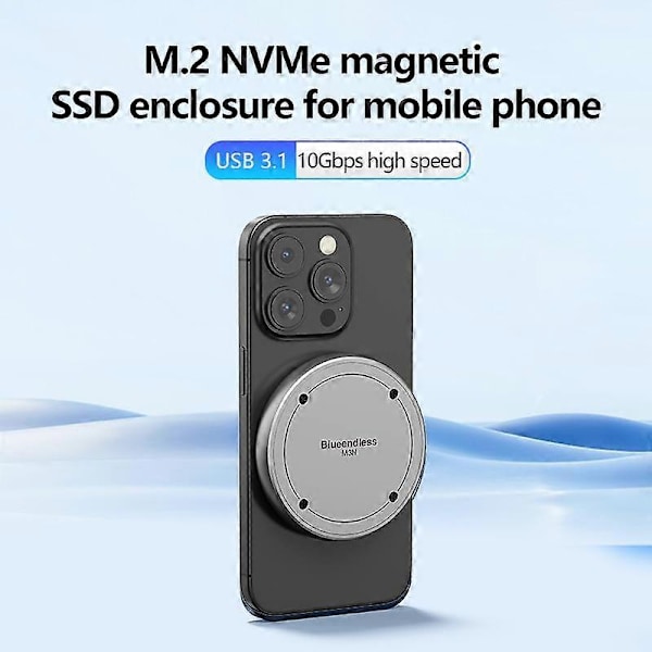Magnetisk M.2 2230/2242 NVMe SSD-hölje Magsafe SSD-fodral USB C 3.2 Gen2 till NVMe PCI-E för iPhone 15 Pro Max ProRes MacBook