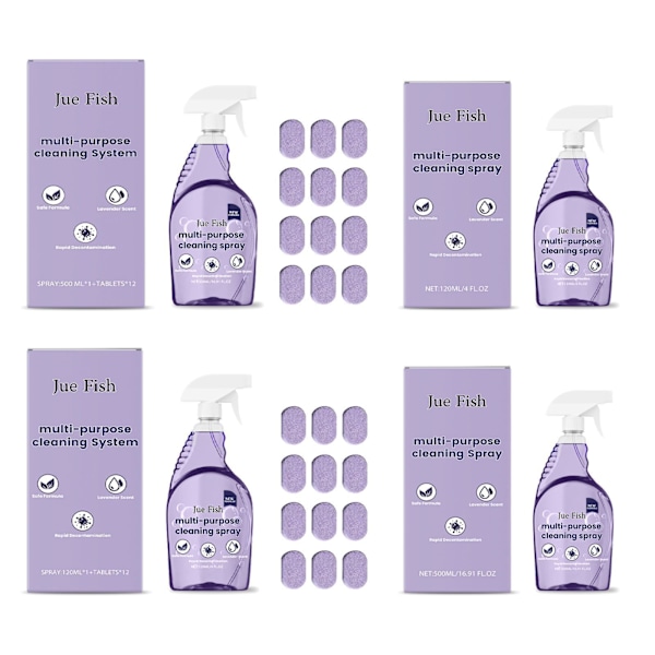 Jue Fish Multi-Purpose Cleaner - Rengør nemt køkkenkomfurer, køkkenredskaber, fedt og pletter - Multi-Purpose Cleaner 120ml + effervescent tablets*12