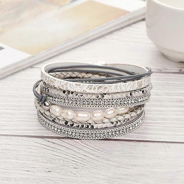 Armbandset i vävt ko-läder med hamparep, pärlade armband i vävt ko-läder, armband i vävt hamparep