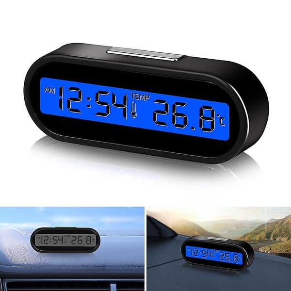 Mini Elektronisk Bilur Tid Ur Auto Ure Lysende Termometer LCD Baggrundsbelysning Digital Display Bil Styling Tilbehør