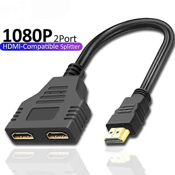 HDMI-splitter 1080P Dobbel Port Y-splitter 1 inn 2 ut Kabel Hann til Hunn Adapter for LCD TV-boks PS3 HDMI-kompatibel Splitter