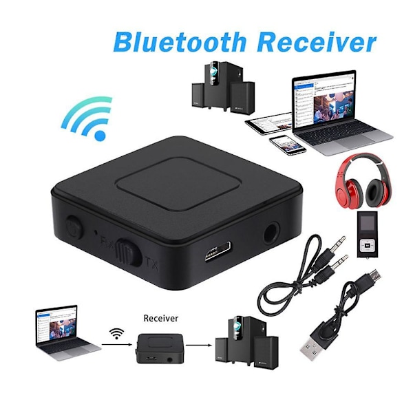 KN301 Bluetooth 5.0 Lyd Sender/Mottaker Adapter Trådløs RCA 3,5 mm AUX Jack Stereo Musikk USB Dongle for Bil PC Bærbar PC TV Høytaler Hodetelefoner