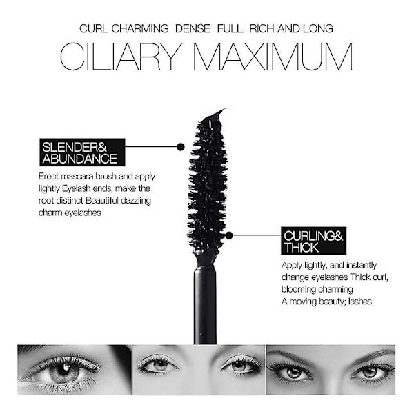 1 kpl kiharretut ripset Mascara Volumising Lengthening Water-proof And Smudge-proof Lash
