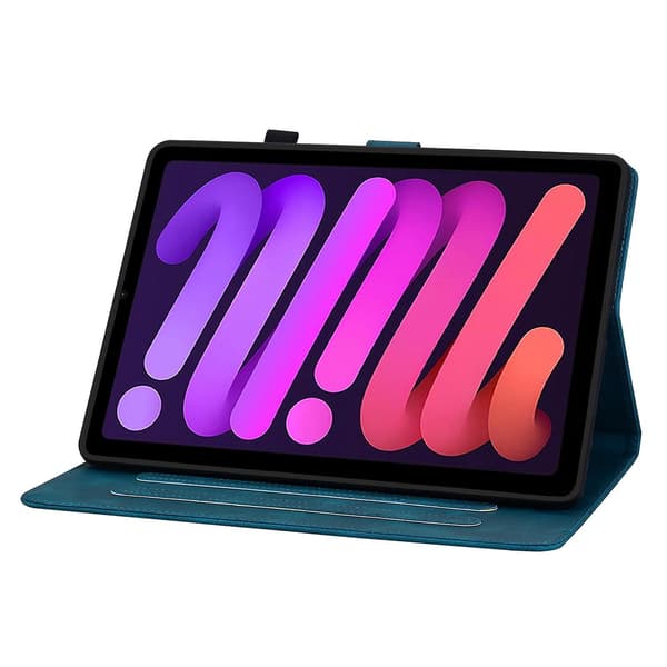 Präglad Läderfodral för iPad mini 6 dark blue