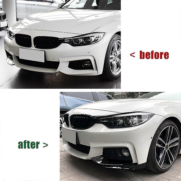 Frontspoiler Diffusor Splitter Skyddsväggar Svart för 4-serie F32 F33 F36 2014-2020