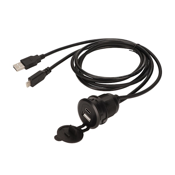 USB 2.0 Type C Male to Female Dashboard Mount Extension Cable with Flush Panel and Light