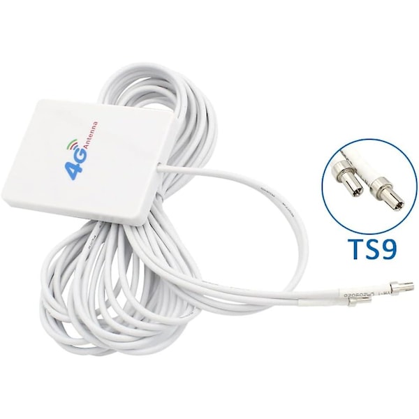 4G LTE Panelantenne med SMA TS9 CRC9-stik - 2M-kabel, kompatibel med E8372, E3372, B315-router og USB-modem