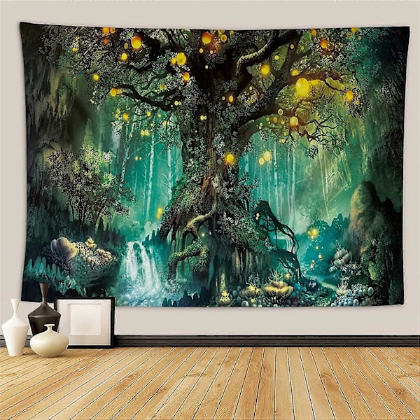 Sopp Veggteppe Skog Gobelin Trippy Natur Veggtepper med Kunstner Hjem Decor Stue Soverom Dorm Dekor Bakgrunn Vegg (D,51x