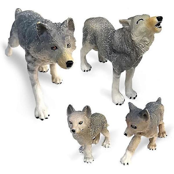 Ulve Polar Dyr 4 Stk Realistiske Dyrefigurer Plastik Ulve Action Model Miniature Legetøj Dyremodel Ornamenter til Hjem Tilbehør Dekoration Fødselsdag 4 pieces