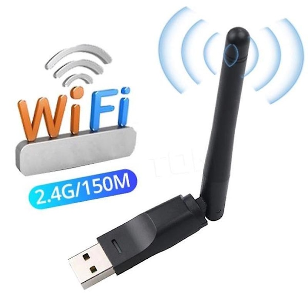 USB 2.0 WiFi-sovitin Langaton Verkkokortti 150M 802.11 B/g/n LAN-sovitin Kiertävällä Antennilla MT-7601 PC:lle Windows