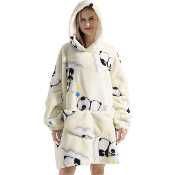 Oversized hoodiefilt för kvinnor Vuxna Oversized Wearable Hoo White Panda