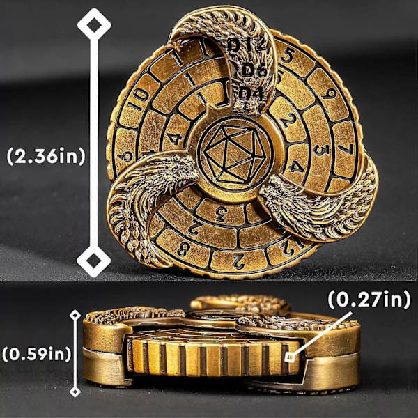 7-i-1 Metall Fingertopp Gyro, Spinner Metall Tärning, Drakkompass 360 Snurrande red copper