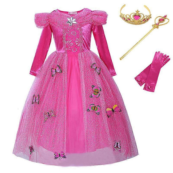 Jentekjole Sleeping Beauty Aurora med lange ermer, off shoulder, blonde, kappe, nydelig julegave, fancy prinsessefestantrekk aurora dress set j 6t  130