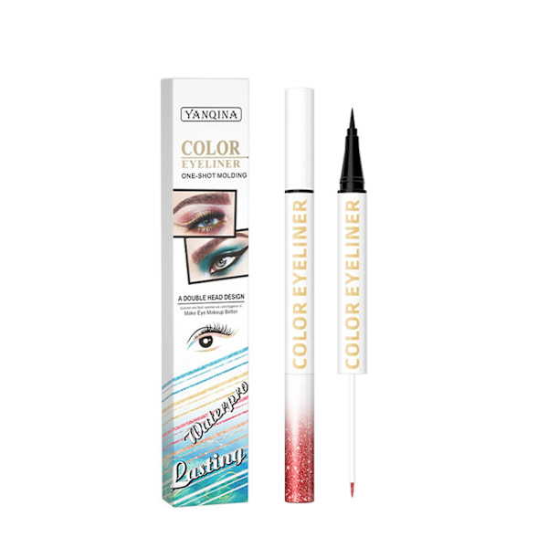 2-i-1 Eyeliner Pen Dobbelt Hoved Glimmer Eyeliner Vandtæt Langtidsholdbar Hurtigtørrende Farverig Øjne Kosmetik Gratis Forsendelse Øjenmakeup