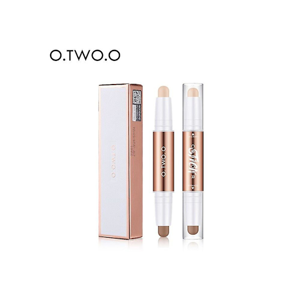 O.two.o 3D dobbelthodet sminke highlighter V-ansikt concealer konturering bronzere highlighters penn kosmetisk sminke konturstift beige cool brown