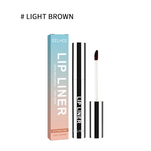 Peel-off läppenn, definierar läpparnas form, framhäver läppfärgen, vattentät och kladdfri peel-off läppenn, läppbortse light brown