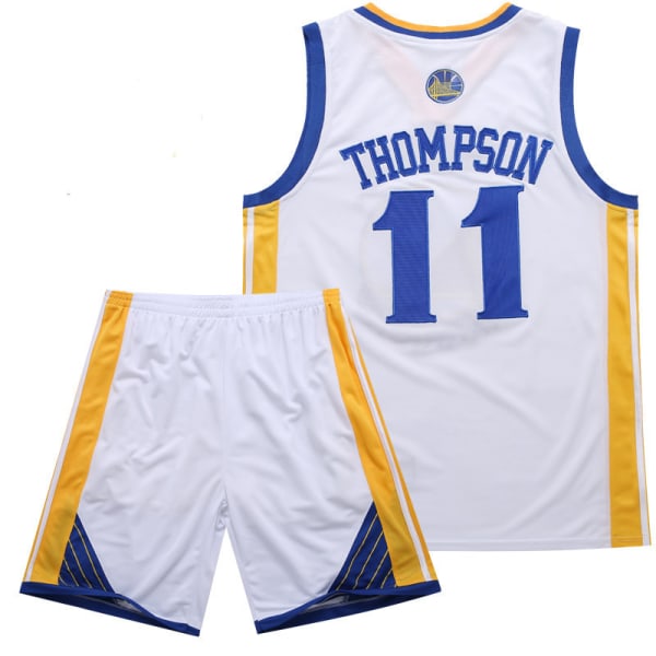 Warriors broderad tröja Thompson No. 11 baskettröja White XL