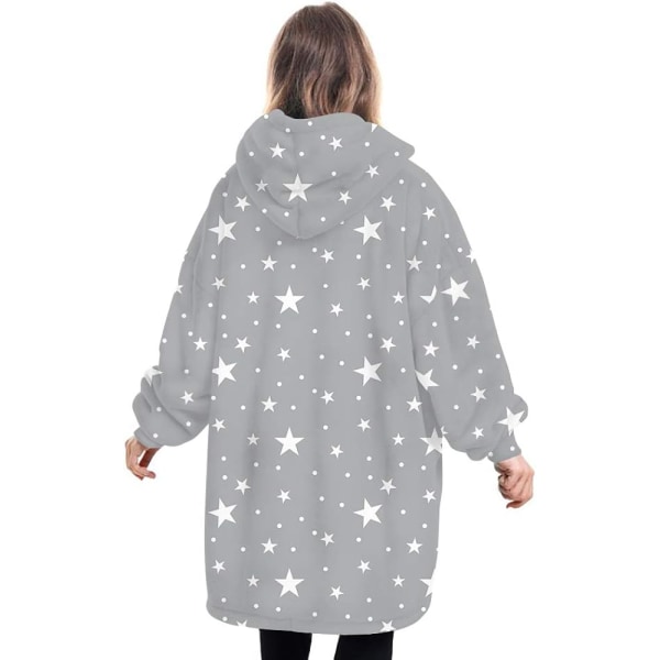 Oversized Blanket Hoodie Fluffy Fleece Hoodie Filt för kvinnor 7-12 Years Stars - Grey