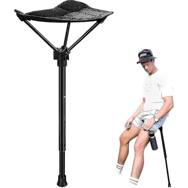 Justerbar Bärbar Pall, Retraktil Utomhus Fiske Stol Med 3 Växlar black