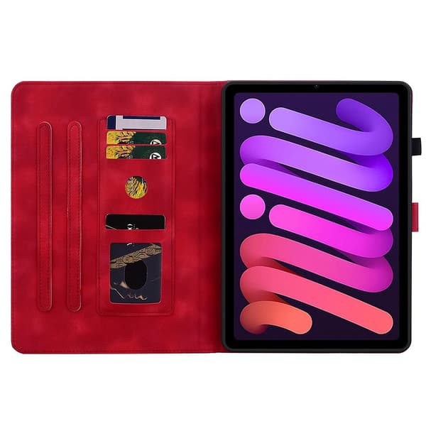 Embosset Lærveske For iPad mini 6 red