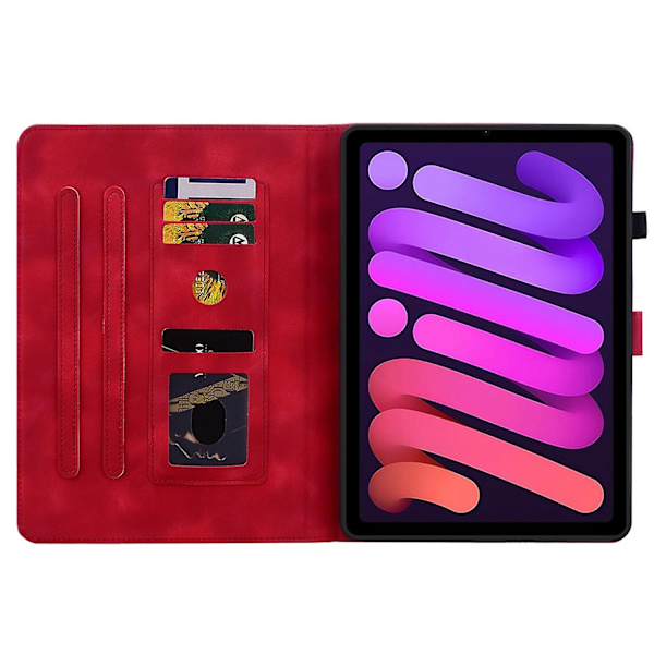 Präglad Läderfodral för iPad mini 6 red