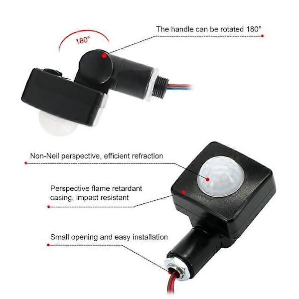 Bevægelsessensor Mini Menneskekrop Infrarød Sensor Ultra-tynd Infrarød Krops Sensor Switch LED Overlyss PIR Bevægelsessensor black 10mm