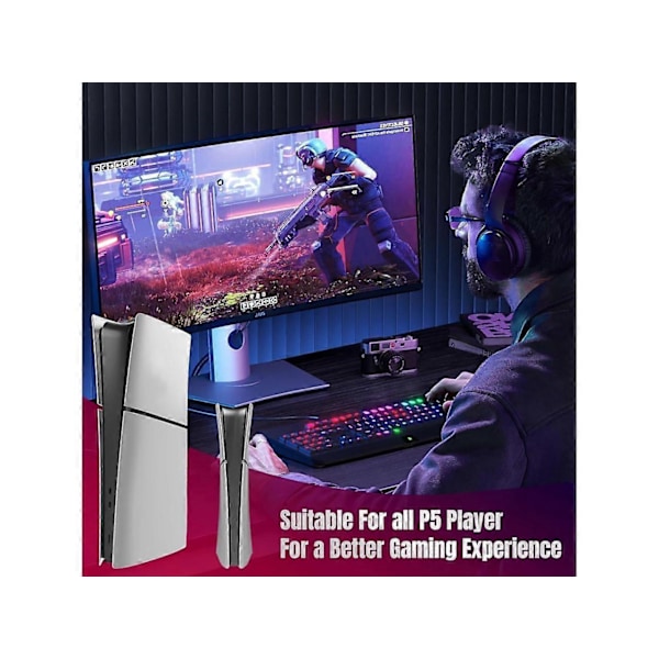Slim Digital Edition Skyddsplattor för Nya PS5 Slim Konsolen, Skalpaneler Kompatibla med Nya Playstation 5 Slim Tillbehör Skyddande Ersättningsfront silver