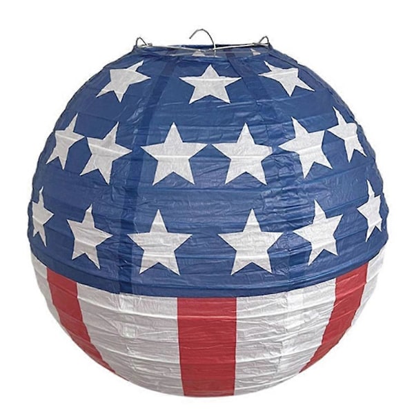 12 tum Papperslykta för Självständighetsdagen 4 juli Patriotiska Papperslyktor Lampor Festdekorationer style7