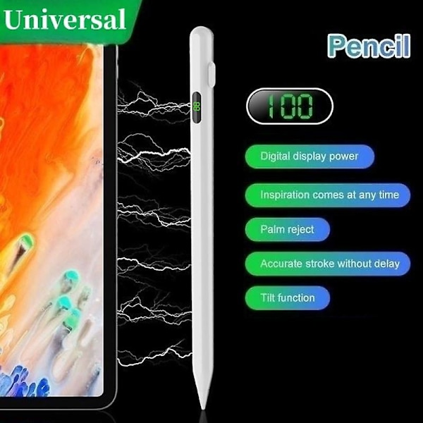 Universal 2:a Touchpen för Tablet Mobiltelefon med LED Digital Display Pekskärm Penna Styluspenna för Apple Ipad Huawei Samsung IOS Android
