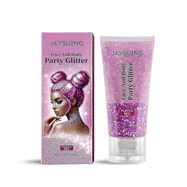 Jaysuing Glitter Sequins Gel Natural Three-Dimensional Body High-Gloss Sequins Party Carnival Multi-Color Optional - Purple 50G -3637166370141