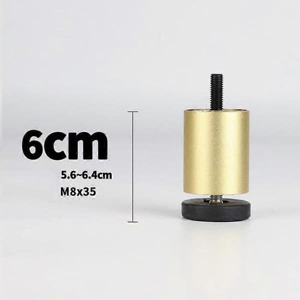 Sett med 4 justerbare møbelbein i aluminium, sofabein, erstatning for sofa, seng, gull, 6 cm