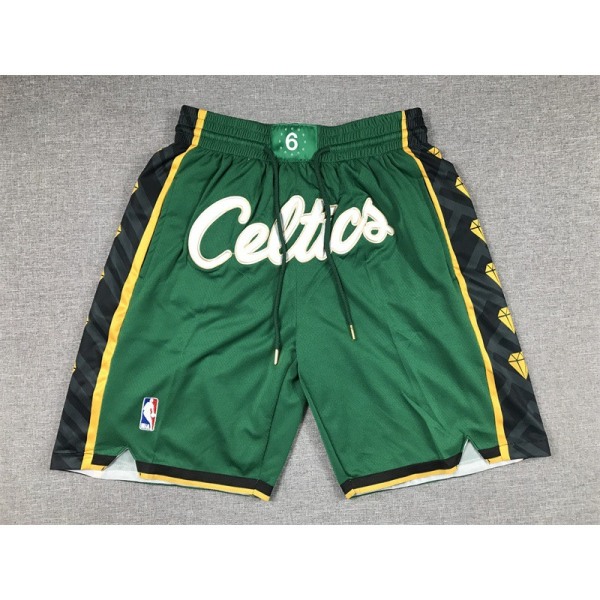 NBA-byxor för herrar och damer Lakers James Warriors Curry Heat Bucks Clippers Fickbasketuniform Sporttrend 23 Celtics City Version Green M