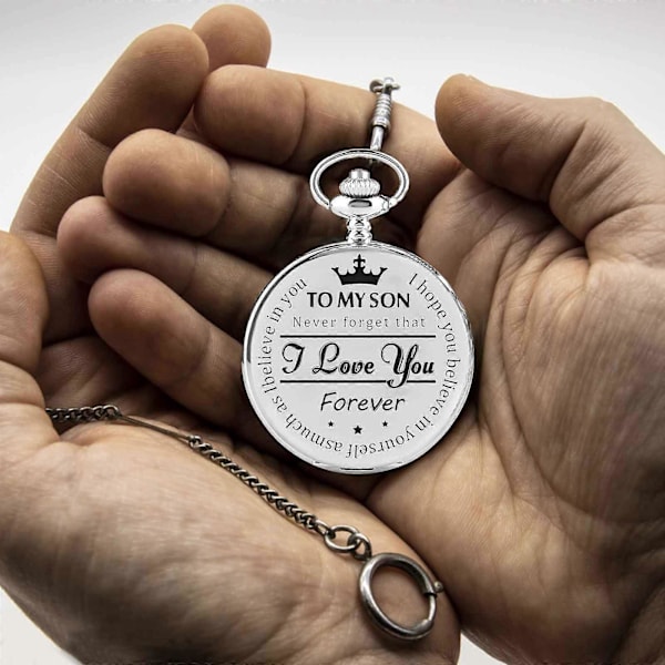 TO, MY SON I You Forever Fashion Lettering Minde-Lommeur med Lænke silver