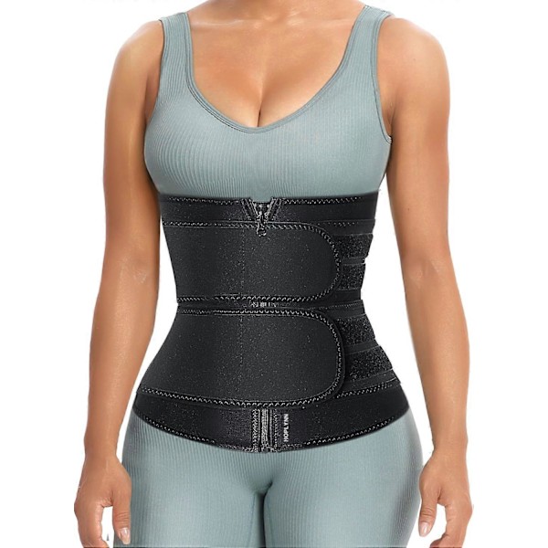 Sved Waist Trainer til Kvinder med To Bælter, Neopren Workout Korset Waist Trainer Cincher Trimmer Shaper Lynlås black 3xl