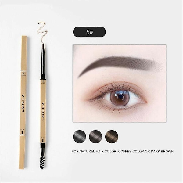LAMEILA Eyebrow Pencil Naturligt Hållbar Vattentät Ögonbrynspenna Ultratunn Tredimensionell Smudge-fri Ögonbrynspenna Kosmetika 02 grey