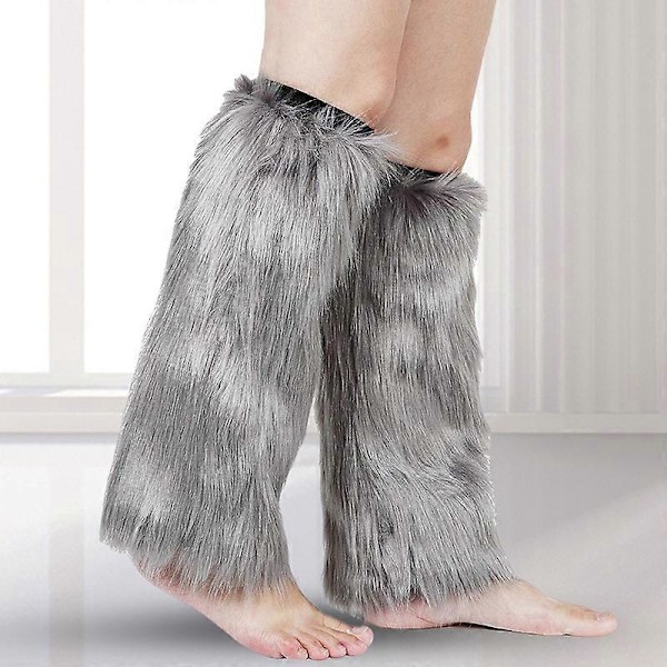 1 Pari Leg Warmers Tekokarvainen Pehmeä Polvenkorkea Paksu Seksikäs Pitää Lämpimänä Yksivärinen Syksy Talvi Naiset Saappaat Sukat Kotiin JIKAIX light grey