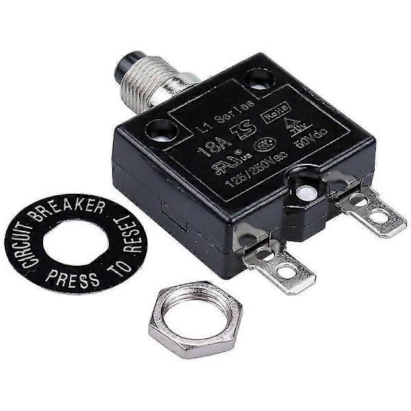 125-250V AC 50V DC Painikkeellinen Sulake 18A Lämpökuorman Suoja L1 Manuaalinen Nollaus Lämpösulake+(trec