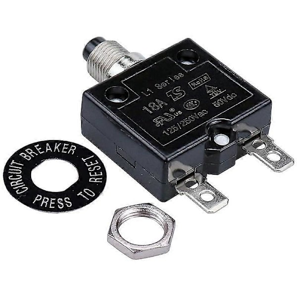 125-250V AC 50V DC Trykknapsafbryder 18A Termisk Overbelastningsbeskyttelse L1 Manuel Nulstilling Termisk Afbryder+(trec