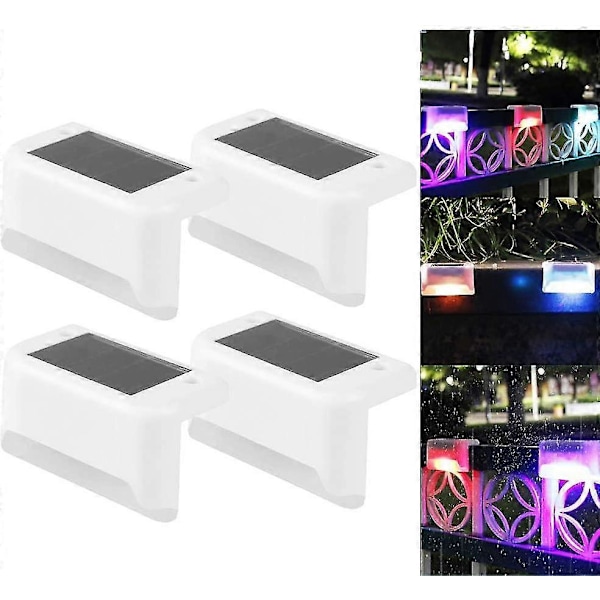 4-pack Solcellsbelysning för Däck LED Solcells Trappbelysning Vattentät Staketbelysning för Utomhus Trappor Staket white colorful