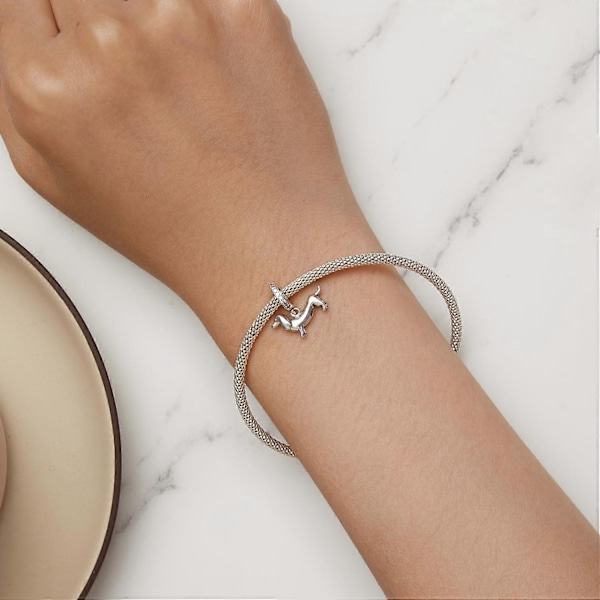 925 Sterling Sølv Sød Dachshund Perle Vedhæng, til Halskæde, Armbånd eller Armbånd Smykker Lav Vedhæng