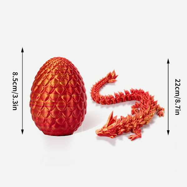 3D-tryckt drakägg påskägg med rörliga leder, leksak, hantverk red
