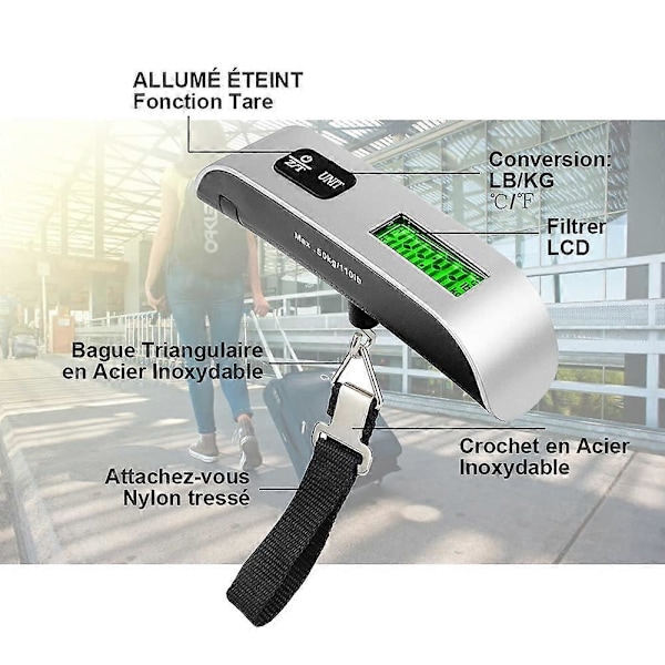 Elektronisk Bagageskala Bärbar Digital Reseskala Väska Väg Reseskala Max 50kg Bakgrundsbelyst LCD / Tarafunktion för Arbetsplats Hemanvändning Shopp