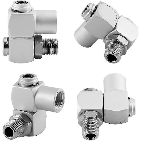 4 st Swivel Luftledningskopplingar, 360 Grader 1/4'' Tum Luft Adapterverktyg Swivel Kopplingar