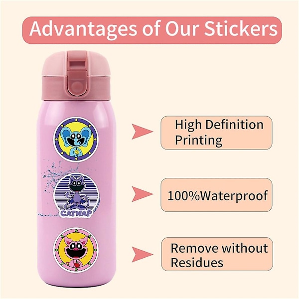 50 stk. Smilling Critters Poppy Playtime Cartoon Stickers til Scrapbook Laptop Kufferter Skateboard Kuverter Guitar Dekoration