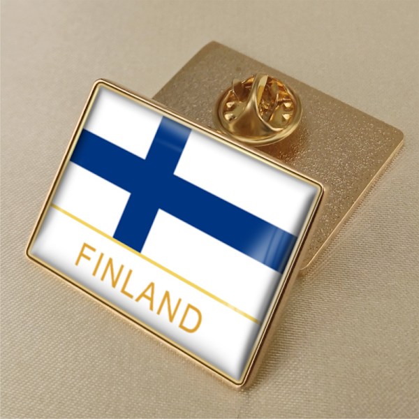 Finsk flag krystallimuleret badge broche flag badge af verden c 25mm